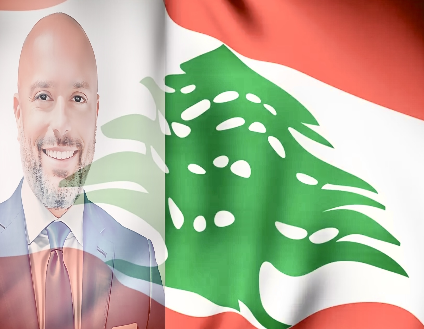 George Dfouni and Lebanon Flag